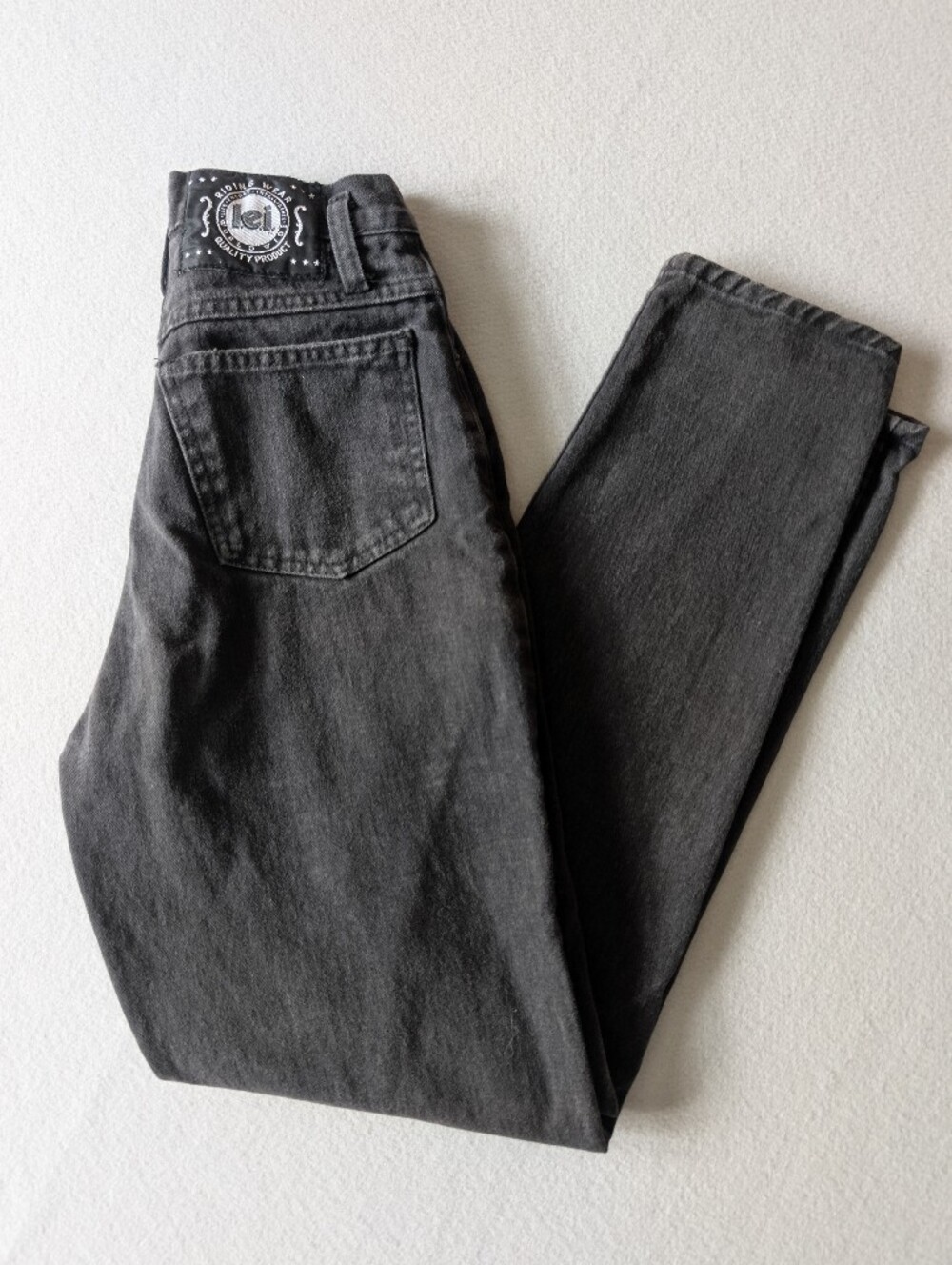 Vintage Early 90s Lei Denim Black Mom Jeans High Rise Taper Sz 3/23 Waist USA